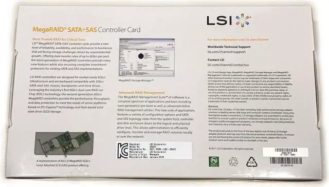 Alt view image 5 of 6 - LSI 9286-8e MegaRAID SAS SATA 8 Port External ROC RAID Card Controller LSI00332 L5-25421 Broadcom (Retail Packed)