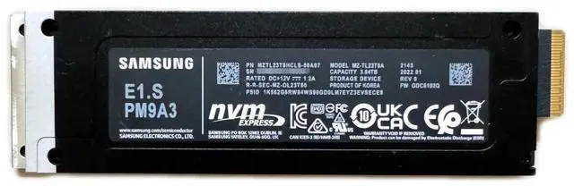 Alt view image 2 of 2 - Samsung SSD 3.84TB E1.S PM9A3 9.5 mm NVMe PCIe 4 MZTL23T8HCLS-00A07 MZ-TL23T8A