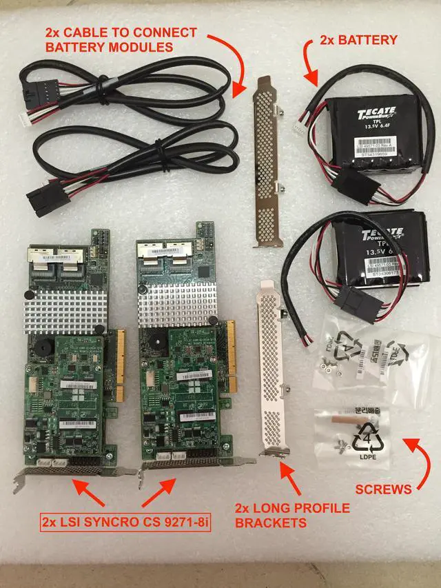 Alt view image 2 of 2 - LSI Syncro CS 9271-8i MegaRAID Dual SAS RAID Cards Broadcom with CacheVault Flash and Battery BBU Back Up Modules LSI00392 L3-25413