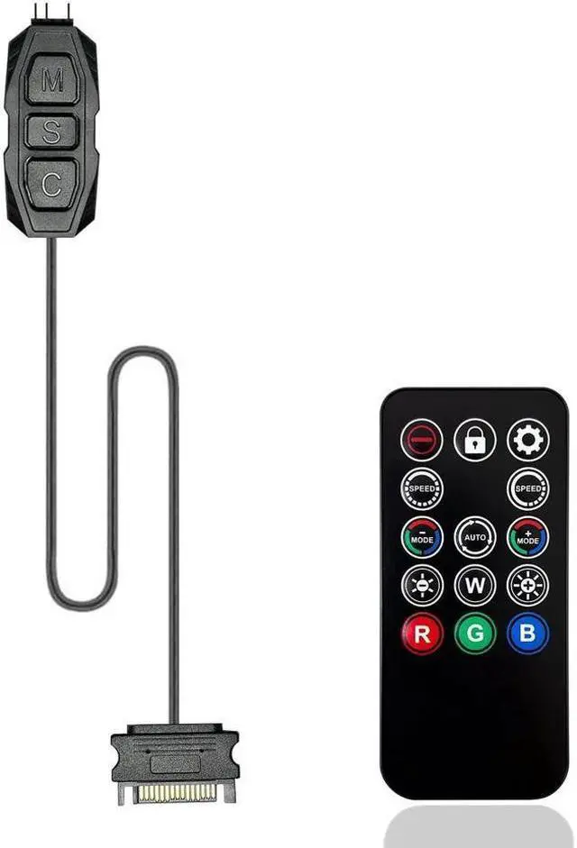 Alt view image 6 of 6 - ARGB Controller 5V 3Pin Controller Power Supply Light Strips Remote Controller Sync Controller Cable