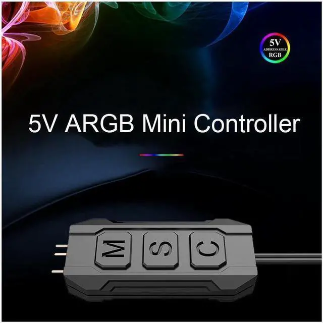Alt view image 5 of 6 - ARGB Controller 5V 3Pin Controller Power Supply Light Strips Remote Controller Sync Controller Cable