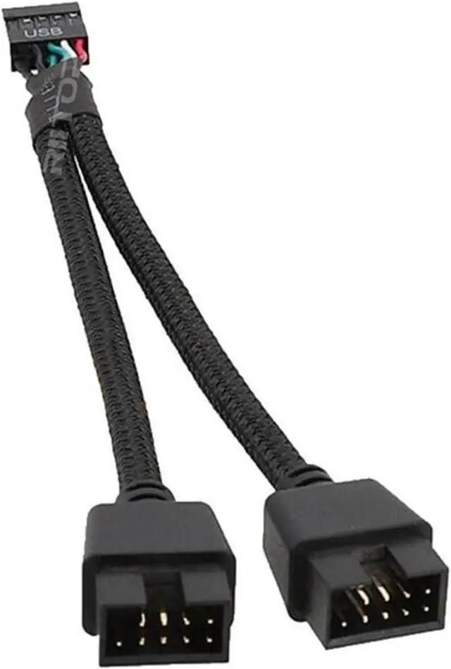 Alt view image 6 of 6 - USB 2.0 9Pin Female to Dual 9-Pin Male Extension Cable 2Pack,Motherboard 9-PIN USB2.0 Header Splitter Nylon Braided for Computer Internal Motherboard-Black