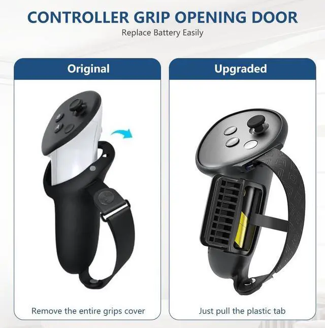 Alt view image 3 of 6 - Meta Quest3/3S Handle Cover with removable battery cover, Premium Silicone Accessory