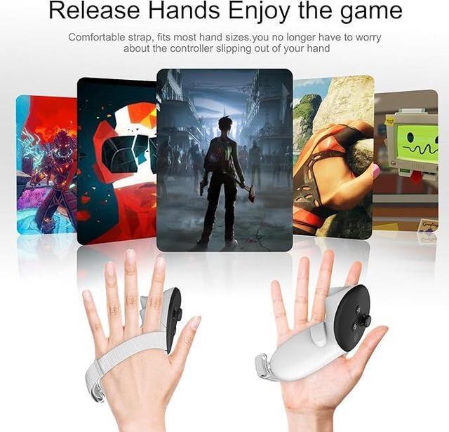 Alt view image 2 of 6 - Controller Grips Compatible with Meta Quest 3S/Quest 3 Accessories, Adjustable Knuckle Straps Fits Most Hands, Soft Hand Cover for Official Charging Dock Battery