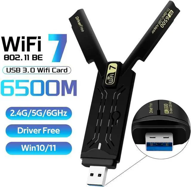 Main image of Gaming WiFi 7 USB 3.0 Card Driver Free with 8912AU Chipset(BE6500) USB Wireless Adapter High Speed Network Card for Desktop & Laptop, 802.11ac/ax/be Compatible, Plug & Play for Windows 11/10