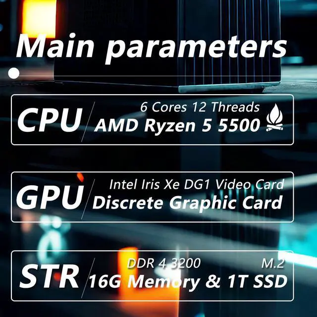 Alt view image 4 of 7 - WEIMISEN Gaming Desktop, 8K AV1 Video/Online Games PC, AMD Ryzen 5 5500 CPU, Intel DG1 4G Gpu, A520 Chipsets (Wifi Bt onboard), 16G RAM (8G*2) DDR4 3200, 1TB M.2 NVMe,  Windows 11 Pro