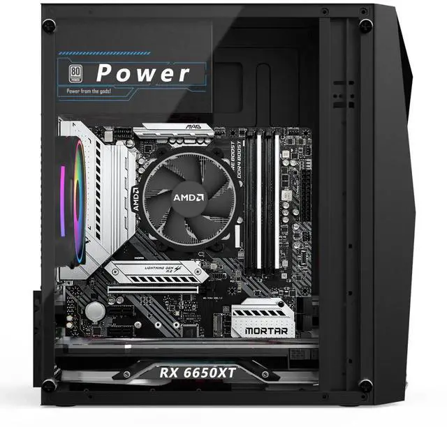 Alt view image 4 of 7 - WEIMISEN Gaming Desktop, PCIe4.0 PC, AMD Ryzen 5 5600 CPU (32M L3), RX 6650XT Gpu, B550 Chipsets (Wifi, 4 DIMM slots), 32G RAM (16G*2) DDR4 4000Mhz, 128G M.2 NVMe SSD(system) + 1T Sata SSD, Win11 Pro