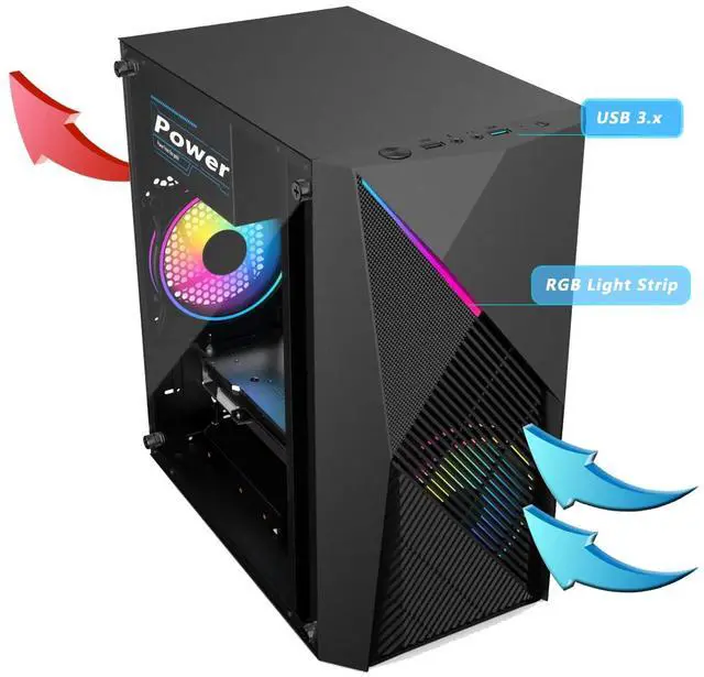 Alt view image 3 of 7 - WEIMISEN Gaming Desktop, 8K AV1 Video/Online Games PC, AMD Ryzen 5 5500 CPU, Intel DG1 4G Gpu, A520 Chipsets (Wifi Bt onboard), 16G RAM (8G*2) DDR4 3200, 1TB M.2 NVMe,  Windows 11 Pro