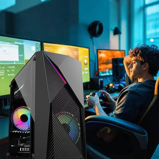 Alt view image 7 of 7 - WEIMISEN Gaming APU PC, AMD Ryzen 5 9600X(Up to 5.4 GHz), AMD Radeon Graphics, 32G DDR5(16G*2), B650 Chipest, 1T M.2 SSD(100G partition for system), Wifi 6 + bt 5, 550W PSU, Win 11 Pro