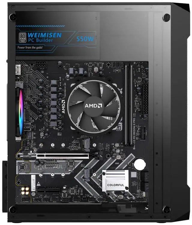 Alt view image 5 of 7 - WEIMISEN Gaming Desktop, AMD Ryzen 7 9700X (iGPU), Nvidia GeForce RTX 5060 8G, B650 Motherboard, 32G RAM DDR5 5600Mhz (16G*2), 1T M.2 SSD, Wifi 6, Bluetooth 5, 550W PSu, Win11 Pro pre-built