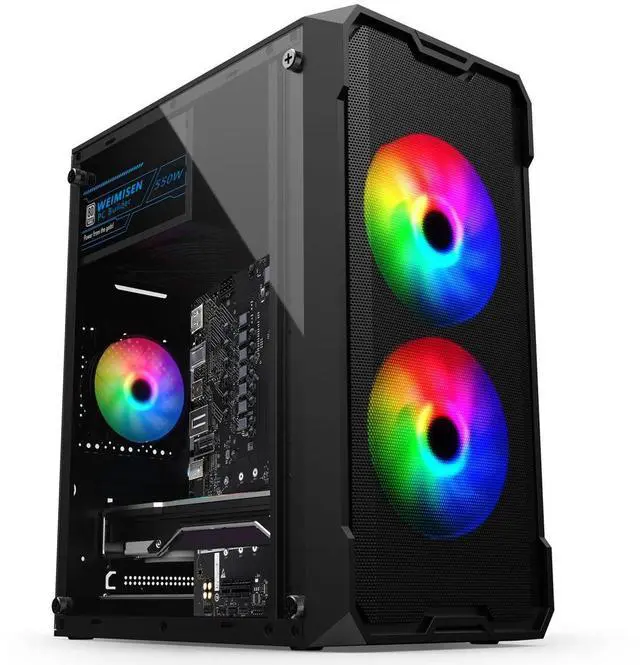 Main image of WEIMISEN Gaming AI PC, AMD Ryzen 5 7500F (Up to 5 GHz, 32M L3 Cache), GeForce RTX 5060 (DLSS 4), B650, 32G DDR5(2*16G Dual Channel), 1T M.2 SSD (C partition 100G), 550W PSU, Wifi6+Bt5, Win11 Game Pro