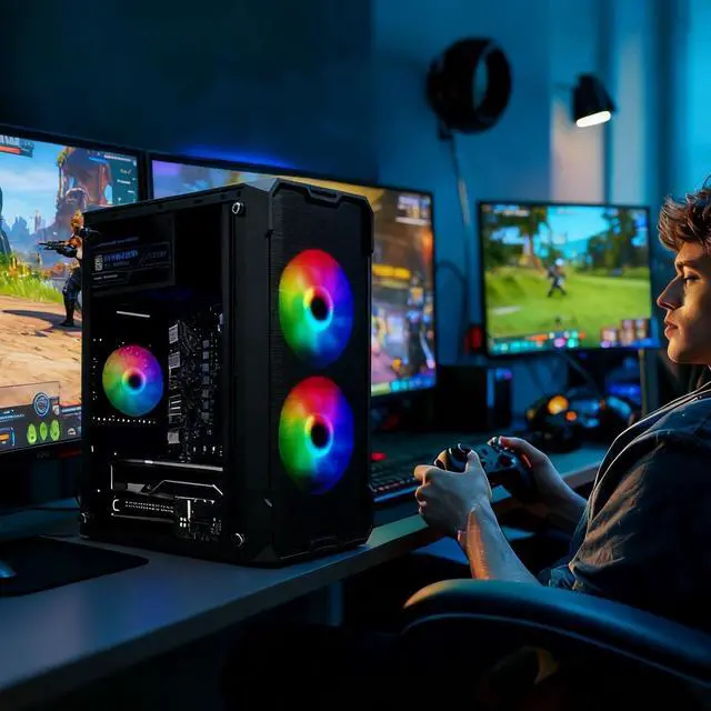 Alt view image 4 of 7 - WEIMISEN Gaming PC, AMD Ryzen 5 7400F( 32MB L3 Cache), AMD Radeon RX 7600( 8GB), B650 Motherboard, 32G DDR5-5200( 2x16GB dual-channel), 1TB NVMe SSD, 550W PSU, Wifi 6, Bt 5, Win 11 Pro