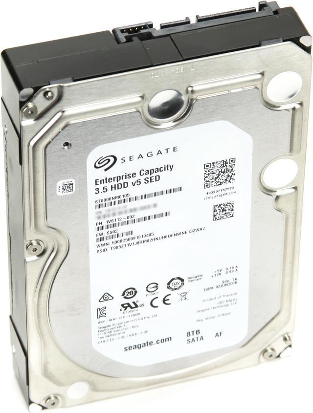 Seagate Enterprise Capacity 3.5'' HDD 8TB 7200 RPM 512e SATA 6Gb/s 256MB  Cache Secure Model Internal Hard Drive ST8000NM0105