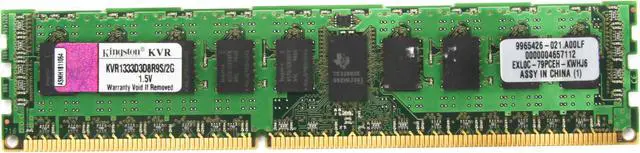 Alt view image 2 of 3 - Kingston KVR1333D3D8R9S/2G ValueRAM 2GB 240-pin pc3-10600 DDR3 1333mhz ECC Registered server memory module