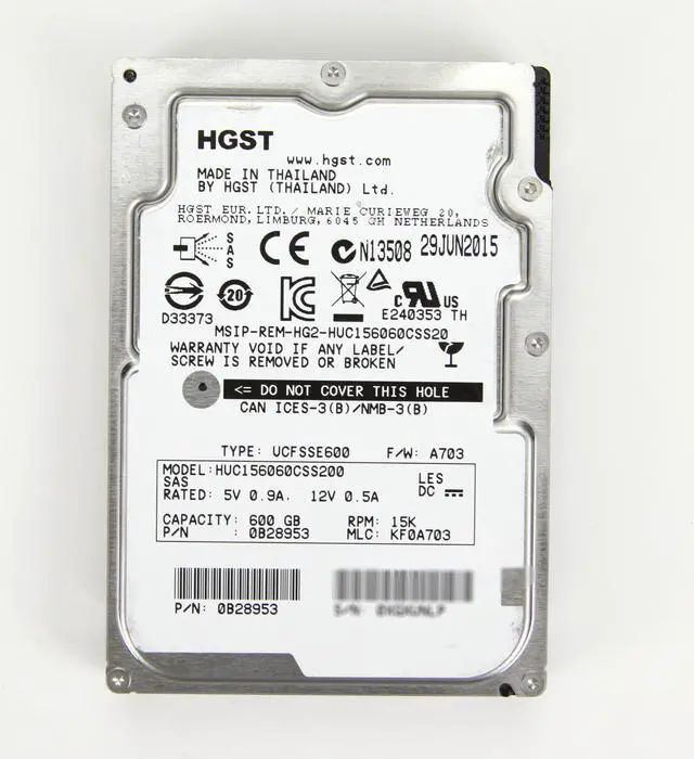 Alt view image 6 of 9 - HGST HUC156060CSS200 2.5" 600GB SAS 12Gb/s 15K RPM 128M 512N 0B28953 Internal Enterprise Hard Drive