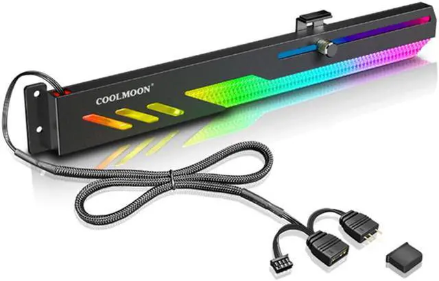 Main image of COOLMOON GT8 Graphics Card Bracket 5V ARGB Synchronous Horizontal Chassis Decoration GPU Support VGA Holder Video Card Stand(Black)
