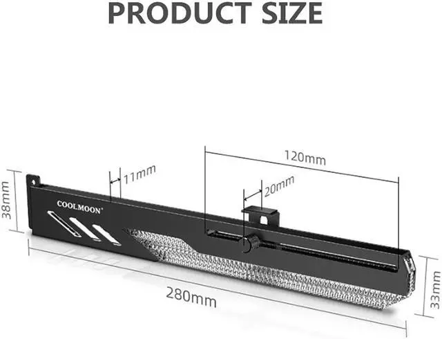 Alt view image 6 of 7 - COOLMOON GT8 Graphics Card Bracket 5V ARGB Synchronous Horizontal Chassis Decoration GPU Support VGA Holder Video Card Stand(Black)