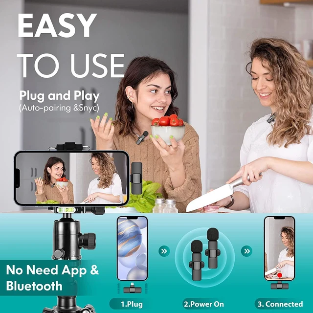 Alt view image 2 of 7 - Gllai Wireless Lavalier Stand Microphone for iPhone iPad, Professional Lav Microphone for YouTube Interview Podcast Blog Tiktok Live Streaming