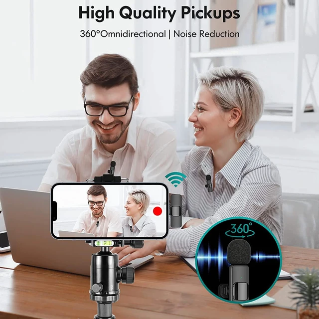 Alt view image 3 of 7 - Gllai Wireless Lavalier Stand Microphone for iPhone iPad, Professional Lav Microphone for YouTube Interview Podcast Blog Tiktok Live Streaming