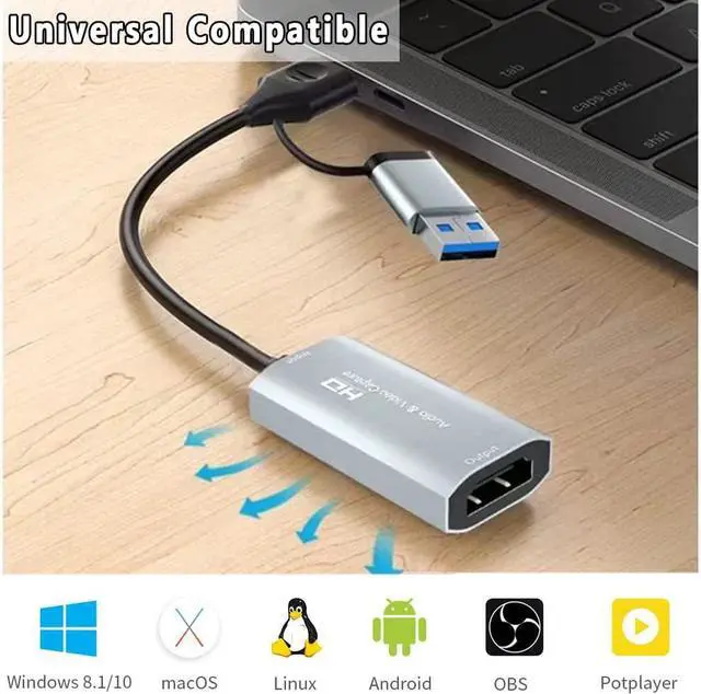 Alt view image 4 of 7 - HDMI Video Capture Card - 4K HDMI to USB Capture Card Full HD Video Capture Device with Audio via DSLR, Camcorder, Action Cam for Streaming, Compatible with Switch, PS4/5, Xbox One, More (4K 30fps)