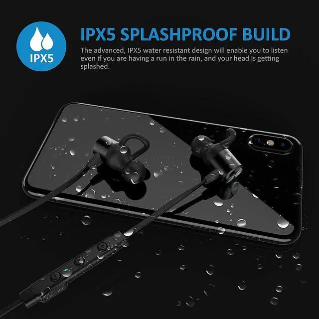 Alt view image 4 of 7 - Bluetooth Headphones, ATGOIN Bluetooth 4.1 Magnetic Wireless Sports Earphones W/Mic HD Stereo Sweatproof in Ear Earbuds Gym Running Noise Cancelling Headsets - Green