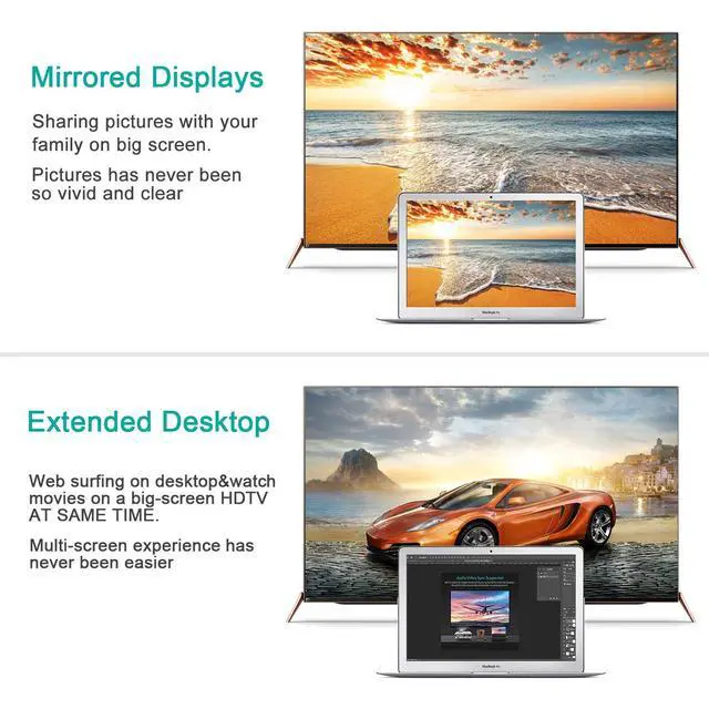 Alt view image 7 of 7 - Nurbenn Mini DisplayPort to HDMI Adapter (Thunderbolt 2.0) 4K Mini DP to HDMI Adapter Cable suitable for MacBook Pro MacBook Air, iMac, Surface Book Pro 3/4/5, Thinkpad, Google Pixel Chromebook