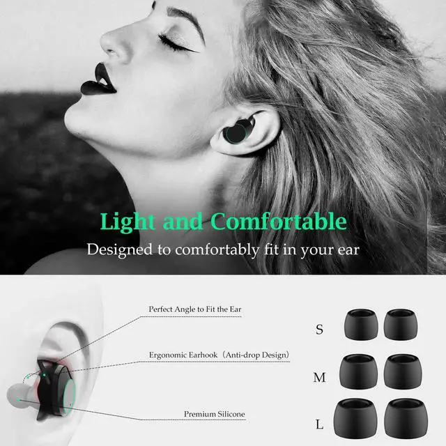 Alt view image 5 of 7 - Wireless Earbuds, Nurbenn Bluetooth 5.0 Headphones True Wireless Ear Buds IPX7 Waterproof Dual Built-in Mic Earphones with 4000mAh Charging Case for 120H Extended Playtime