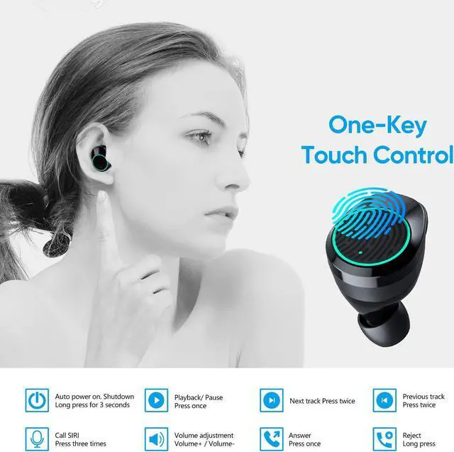 Alt view image 6 of 7 - Wireless Earbuds, Nurbenn Bluetooth 5.0 Headphones True Wireless Ear Buds IPX7 Waterproof Dual Built-in Mic Earphones with 4000mAh Charging Case for 120H Extended Playtime