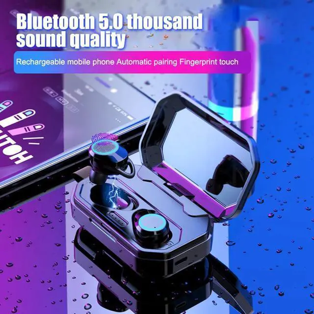 Alt view image 7 of 7 - Wireless Earbuds, Nurbenn Bluetooth 5.0 Headphones True Wireless Ear Buds IPX7 Waterproof Dual Built-in Mic Earphones with 4000mAh Charging Case for 120H Extended Playtime