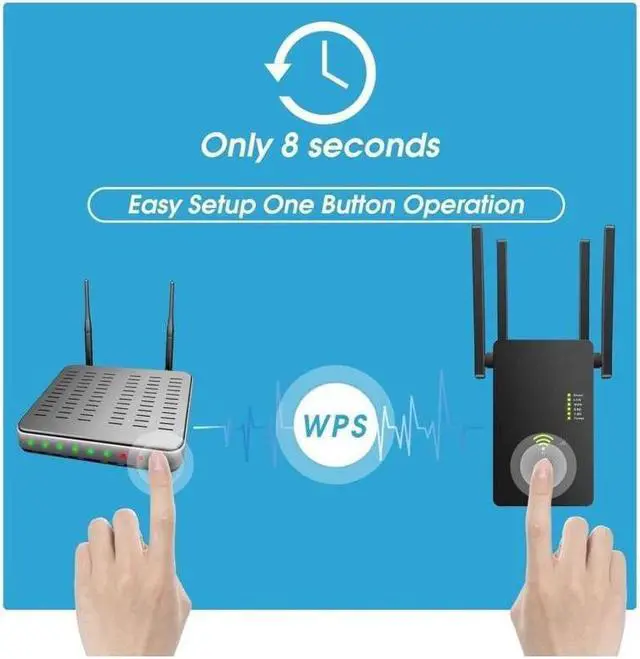 Alt view image 7 of 7 - Gillbro's  WiFi Extender Wireless Signal Booster, 1200Mbps WiFi Repeater Dual Band 2.4G and 5G with 4 Advanced Antennas, Long Range up to 2500 FT WiFi Range Extender Internet Amplifier(Black)