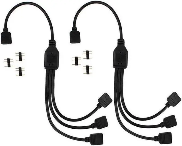 Main image of Gillbro's  2 Pack 5V 3-Pin RGB 3-Way Female to x Female RBW LED Strip Splitter Cable,3 Port AURA RGB Lighting Hub w/ Gender Changer Adapter - 1 Foot