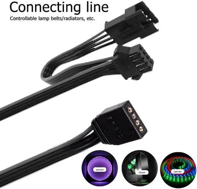 Alt view image 6 of 6 - 12 V 4 Pin RGB Connector Cable 60cm PC Case Fan LED Strip Extension Cord for Giga/Microstar/Asus RGB motherboard