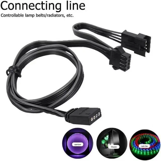 Alt view image 3 of 6 - 12 V 4 Pin RGB Connector Cable 60cm PC Case Fan LED Strip Extension Cord for Giga/Microstar/Asus RGB motherboard