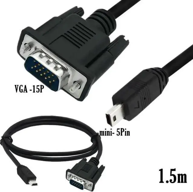 Main image of Aomoproing FOR Mini USB Male 5 pin To VGA D-SUB 15 Male Adapter Cable For Mobile DVD EVD 1.5m