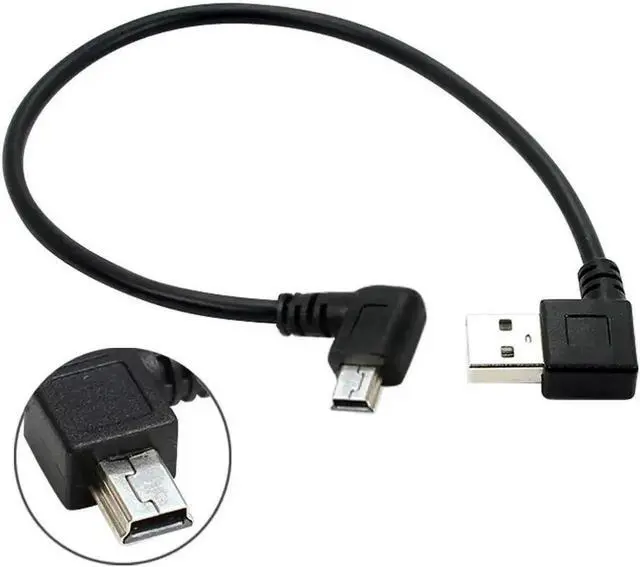 Main image of Aomoproing FOR Mini USB Data Cable 10INCH 90 Degree Right Angle Nickel Plated Short USB 2.0 A-Male-4Pin to Right Angle Mini-B-5Pin