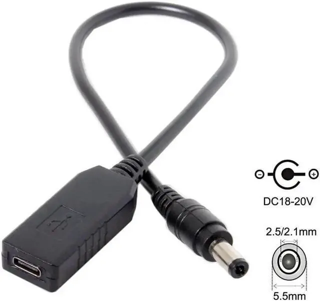 Main image of Aomoproing FOR USB 3.1 Type C USB-C to DC 20V 5.5 2.5mm 2.1mm Power Plug PD Emulator Trigger d Cable for Laptop Black