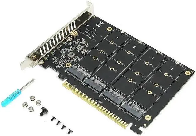 Main image of Aomoproing FOR 4 Port M.2 NVMe SSD to PCIE X16M Key Hard Drive Converter Reader Expansion Card 4 x 32Gbps Transfer Speed (PH44)