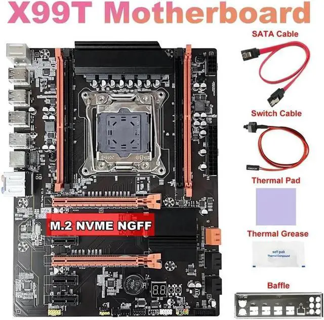 Main image of Aomoproing FOR X99 Motherboard+SATA Cable+Switch Cable+Baffle+Thermal Grease+Thermal Pad LGA2011 V3 M.2 NVME NGFF Support DDR4 4X16G