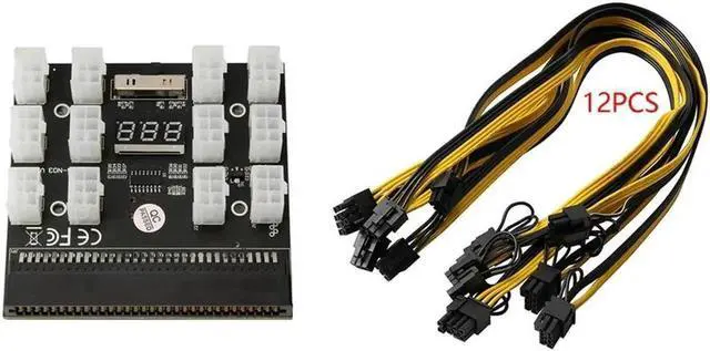 Main image of Aomoproing FOR Breakout Board With 12PCS Cable 12 Port 6Pin Power Module Server Adapter For 1200W 750W PSU GPU Miner BTC ETH