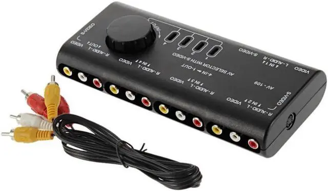 Main image of Aomoproing 4 in 1 Out AV RCA Switch Box AV Audio Video Signal Switcher Splitter 4 Way Selector with RCA Cable For Television DVD VCD TV