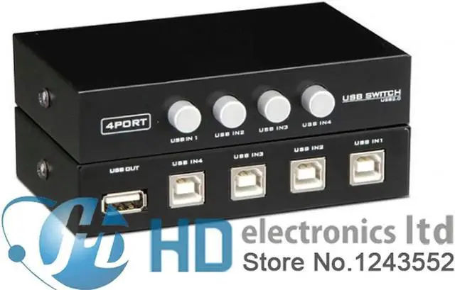 Main image of Aomoproing 4 Ports USB 2.0 Sharing Switch Switcher Adapter Box For PC Scanner Printer
