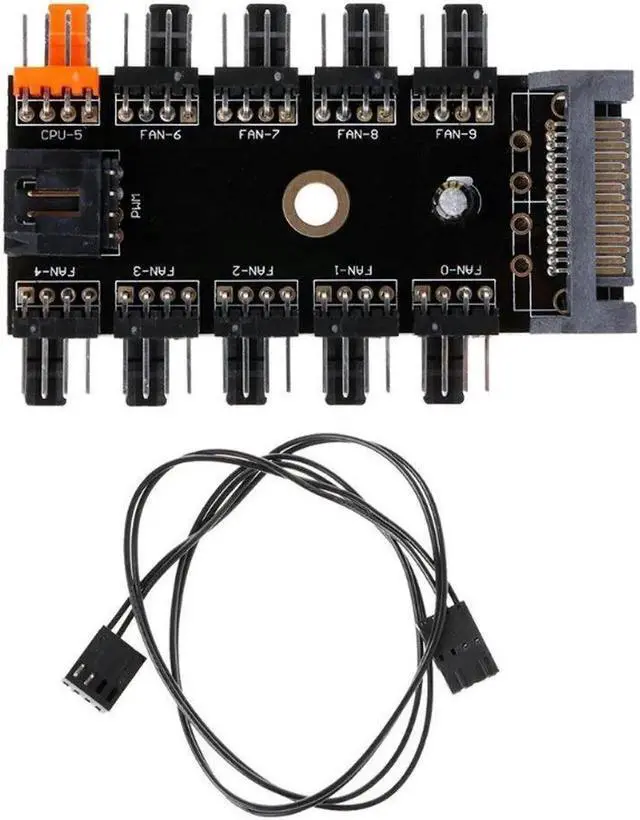 Main image of Aomoproing PCB Adapter SATA 1 To 10 Way Splitter PWM Cooling Fan Hub 4-Pin 12V Power Socket PCB Adapter