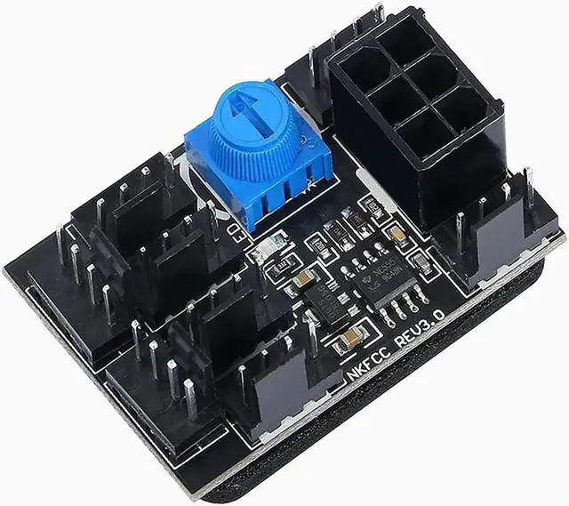 Main image of Aomoproing 3-Pin 4-Pin Fan Adapter PWM PC Case Cooling Fan Hub 8-Way Splitter 12V Speed Controller with 6-Pin Power Port