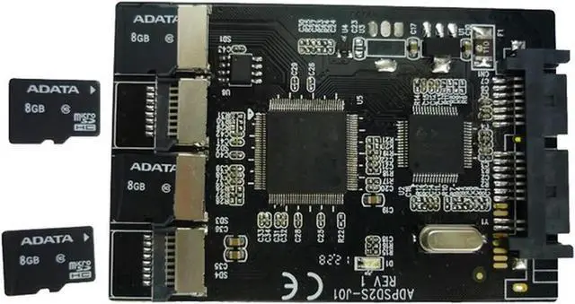 Main image of Aomoproing Multi Micro SD Card to Micro SATA adapter card 1.8" hdd case with RAID 4 TF to 16 pin SATA converter