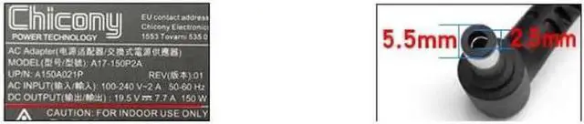 Alt view image 2 of 2 - Aomoproing 19.5V 7.7A 150W Chicony A17-150P2A A150A021P Power Supply AC Adapter For GS60 GHOST PRO-052 GS70 GS63VR Laptop Charger