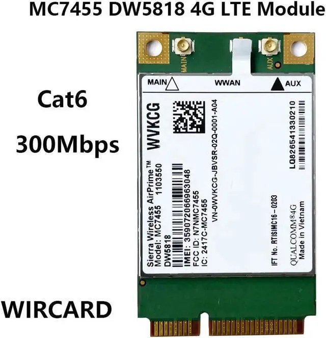 Main image of Aomoproing MC7455 DW5818 WVKCG LTE 4G Card mini PCI-E FDD-LTE 4G Module Cat6 for Dell laptop WWAN Card