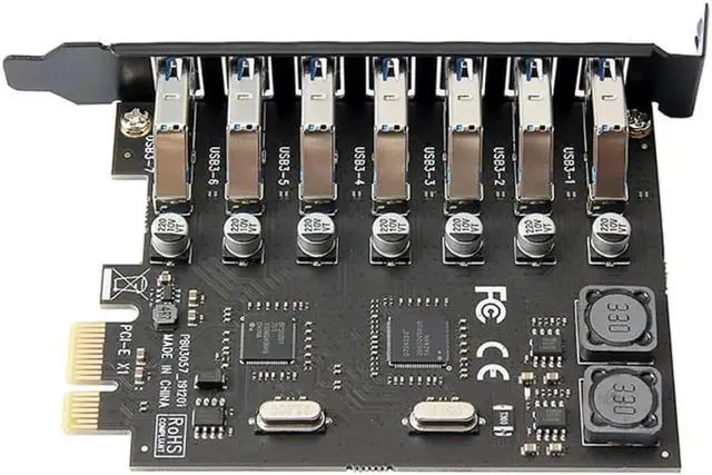 Alt view image 2 of 3 - Aomoproing 7 Ports PCI-E to USB 3.0 HUB PCI Express Expansion Card Adapter 5Gbps for Motherboard