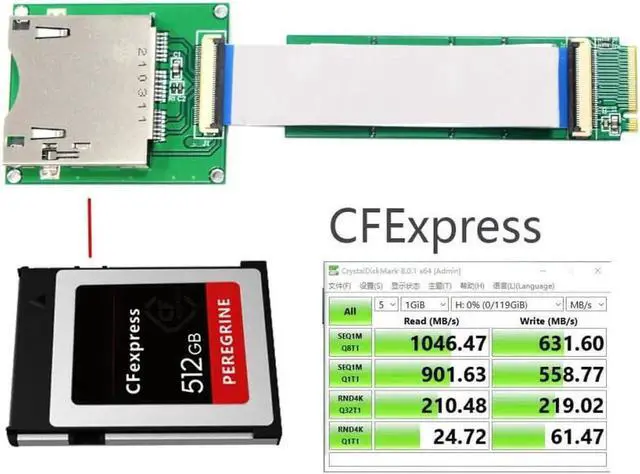 Alt view image 2 of 3 - Aomoproing NGFF M.2 NVMe Mainboard to CF Express M2 M-key for CFE Type-B Support R5 Z6 Z7 Memory Card Extension Cable
