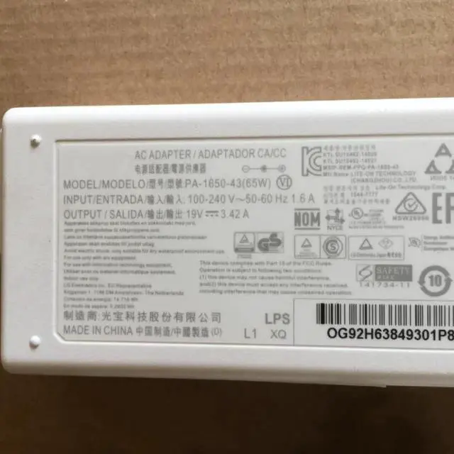 Alt view image 2 of 2 - Aomoproing PA-1650-43 19V 3.42A 65W Laptop Power Adapter Charger For LG Gram 13Z 15Z970 14Z970 14Z950 15Z975 13Z975 15Z980 15Z96