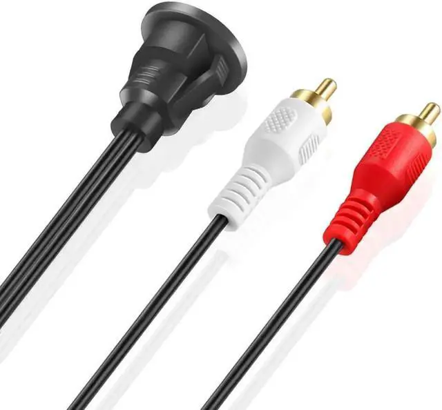 Alt view image 3 of 3 - Aomoproing NUOLIANXIN 3.5mm Female to Dual RCA 2 RCA Male AUX Car Flush Mount Extension Cable for Car Boat Motorcycle Dashboard - 3 feet